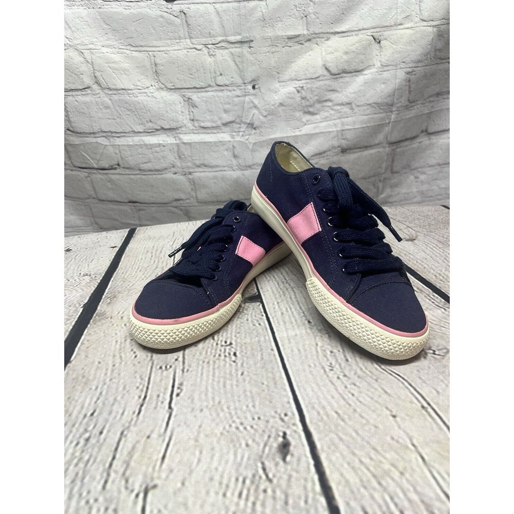 Chaps Canvas Sneaker Women Navy Blue/Pink Sporty Sz 6‎ New